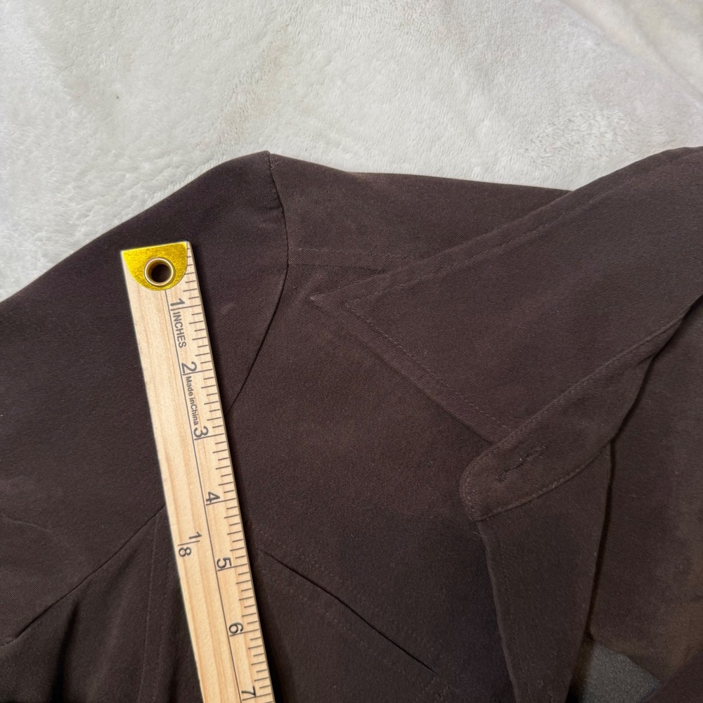 Vintage Brown Button Up Shirt Jacket Size M Dark Academia Whimsigoth 90s Career - Picture 7 of 14